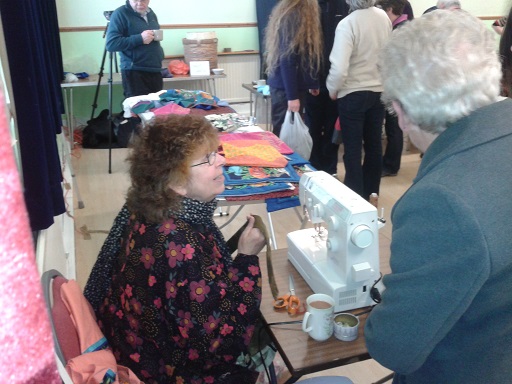 Sewing bags from rags at Stone Soup 2014
