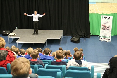 Dominic Kelly Storyteller at the Eden Giants Intro event at Penrith Leisure Centre