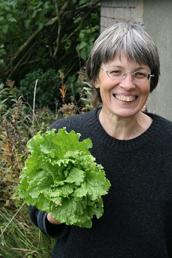 Caz Walker and her home-grown lettuce